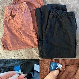 Old navy high waist wide leg linen pant bundle lot black brown
